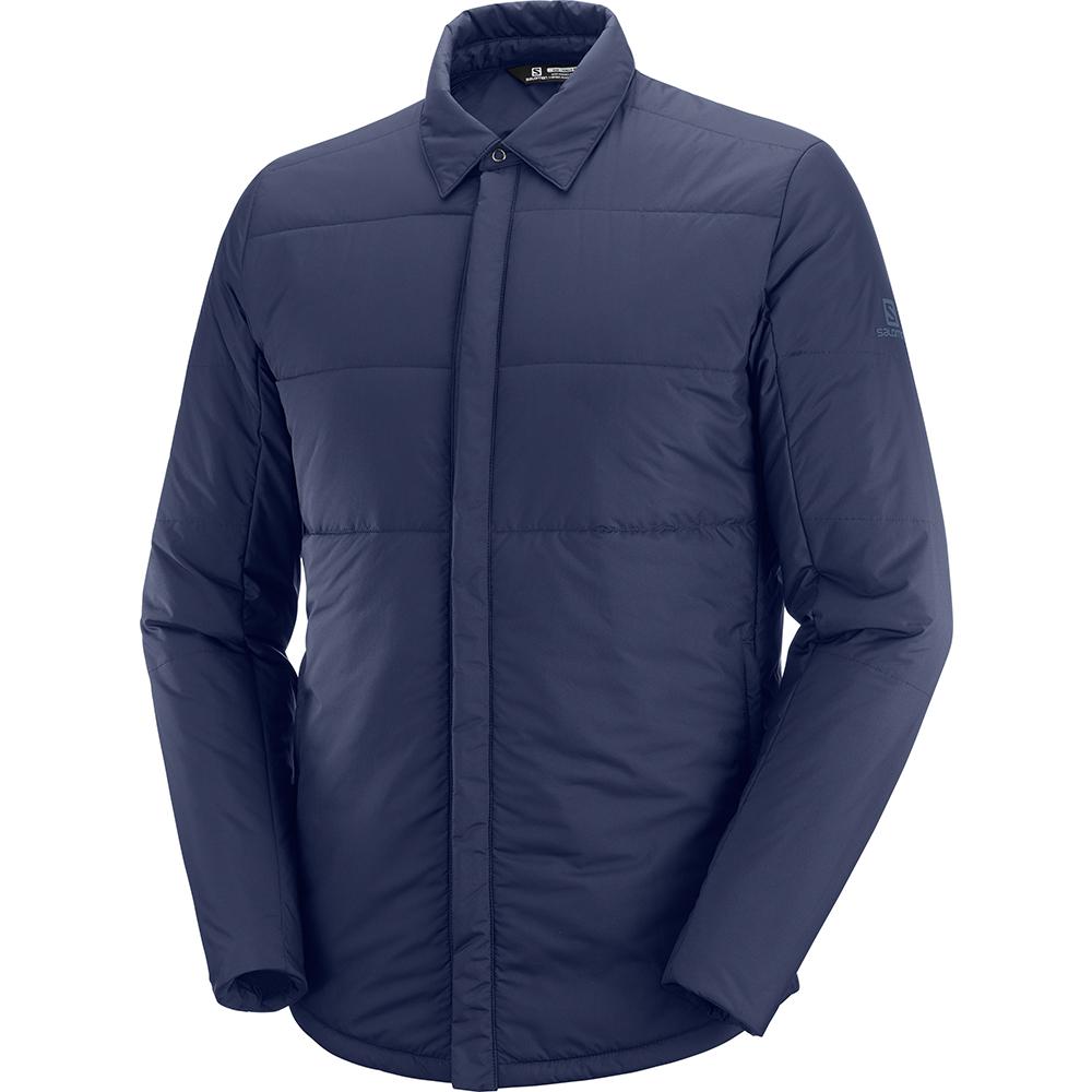 Vestes Imperméables Salomon Homme Bleu Marine - Salomon SNOWSHELTER INSULATED SHIRT M - France (4783